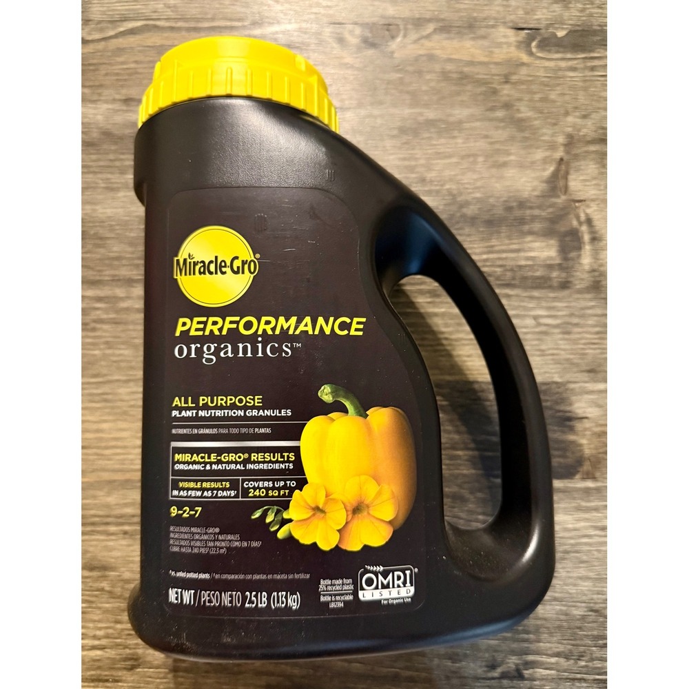Miracle-Gro Performance Organics Plant Food 2.5 lb New 9-2-7 Granules OMRI